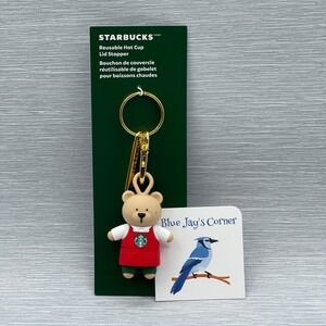 Starbucks Stopper Keychain for Reusable Cup Bearista Red Apron Christmas 2025